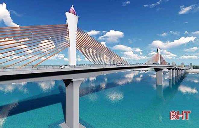 Phối cảnh tổng thể dự án cầu Cửa Hội bắc qua sông Lam nối Nghệ An với Hà Tĩnh