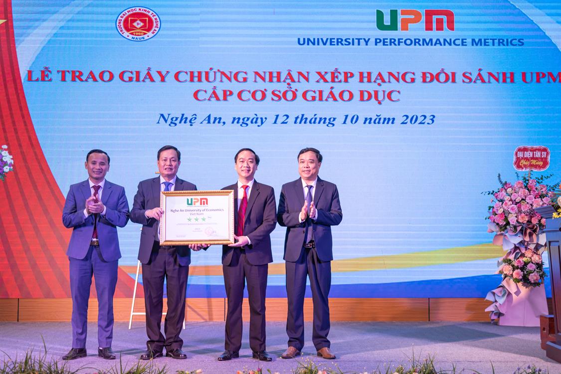 Trường Đại học Kinh tế Nghệ An đạt chuẩn 3 sao plus theo định hướng ứng dụng của hệ thống xếp hạng đối sánh chất lượng đại học (UPM)