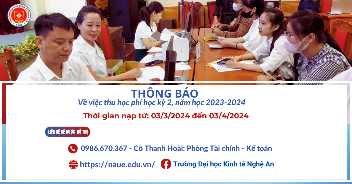 Thông báo về việc nạp học phí học kỳ 2, năm học 2023-2024