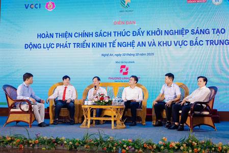 DIỄN ĐÀN HOÀN THIỆN CHÍNH SÁCH THÚC ĐẨY KHỞI NGHIỆP SÁNG TẠO – ĐỘNG LỰC PHÁT TRIỂN KINH TẾ NGHỆ AN & BẮC TRUNG BỘ