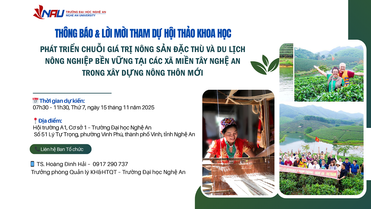 Thông báo và lời mời tham dự hội thảo Khoa học
