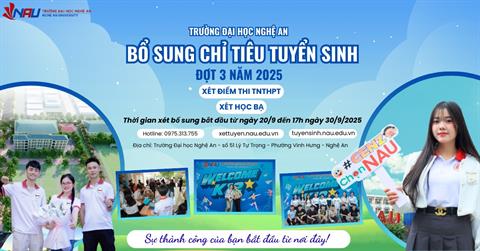 Trường Đại học Nghệ An thông báo điểm xét tuyển đại học chính quy - đợt 3 năm 2025 