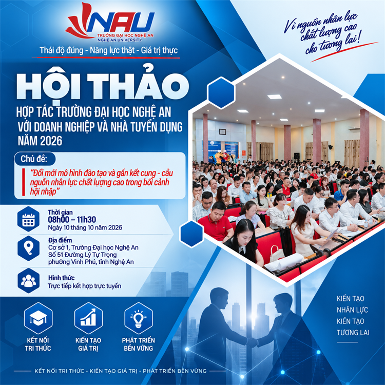 Sự kiện sắp diễn ra tại NAU: Hội thảo Hợp tác với Doanh nghiệp và Nhà tuyển dụng năm 2026