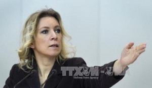 Người phát ngôn Bộ Ngoại giao Nga Maria Zakharova tại cuộc họp báo ở Moskva ngày 26/1/2016. Ảnh: AFP/TTXVN
