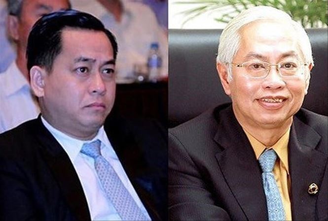 Bị can Phan Văn Anh Vũ ( Vũ “ nhôm”) và Trần Phương Bình  nguyên Tổng Giám đốc DongA Bank